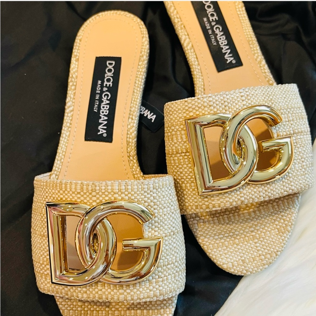 Dolce & Gabbana Gold Embellished Sandals